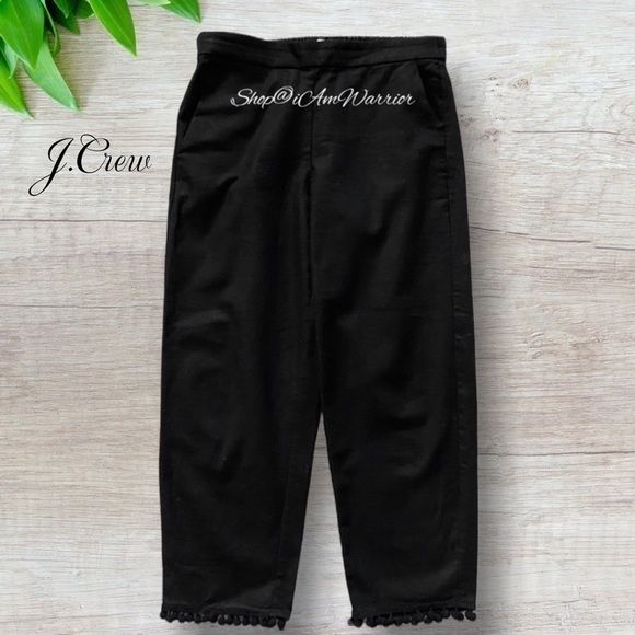 J.Crew black linen pom pom trim pull-on pants *shop@iamwarrior - Picture 5 of 11